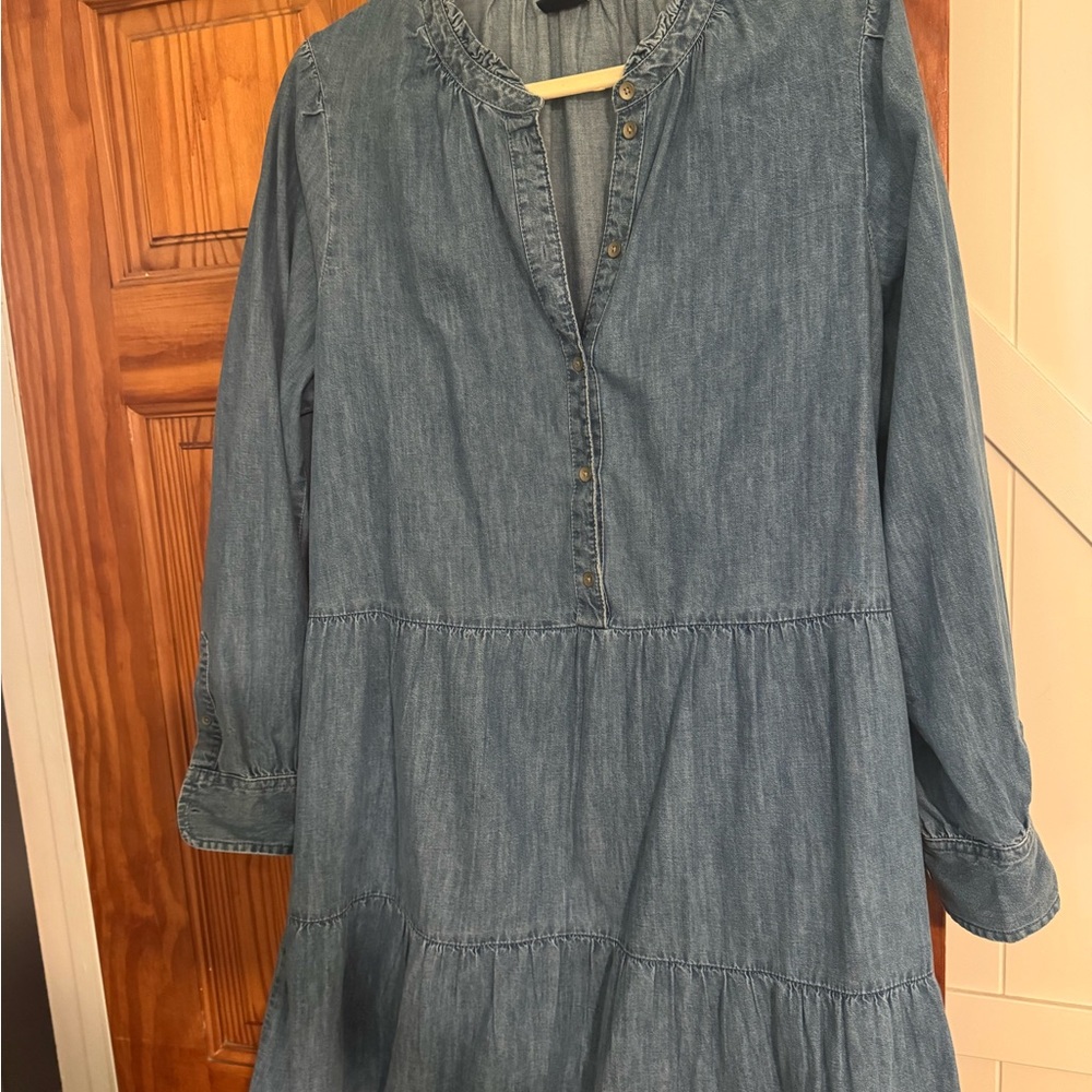 Gap Blue Denim Long-Sleeve Dress